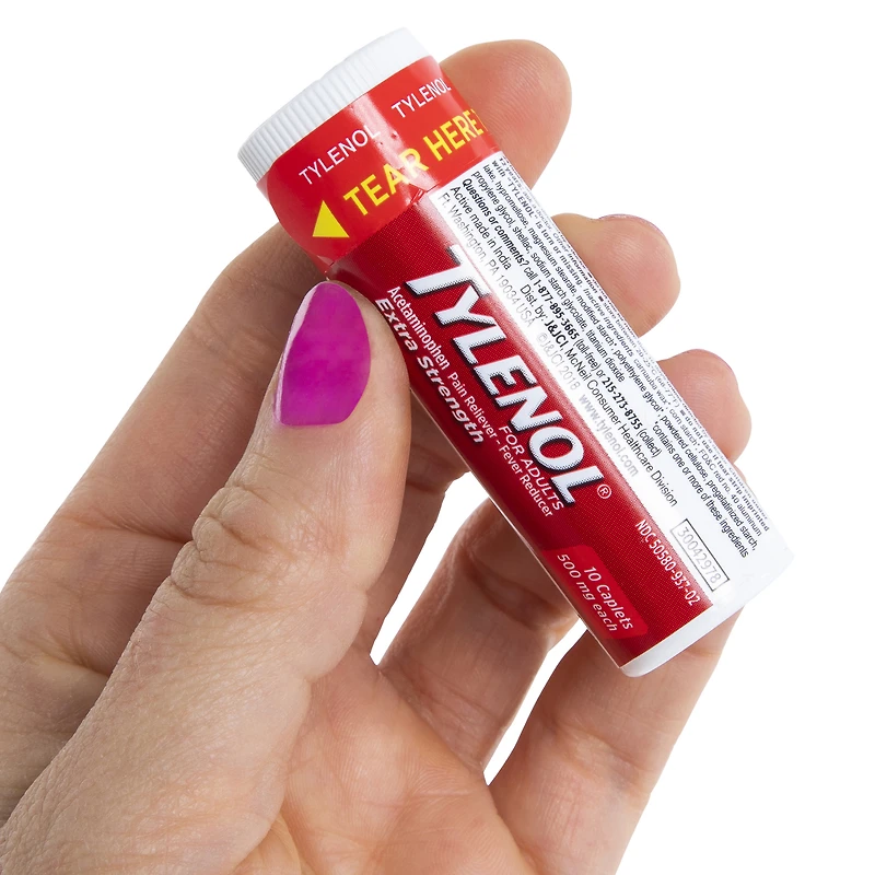 extra strength tylenol travel pack acetaminophen 500mg caplets 10-count