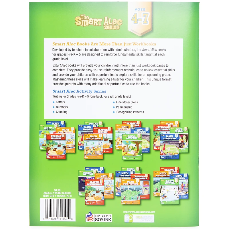 the smart alec series math word search workbook - ages 4 to 7