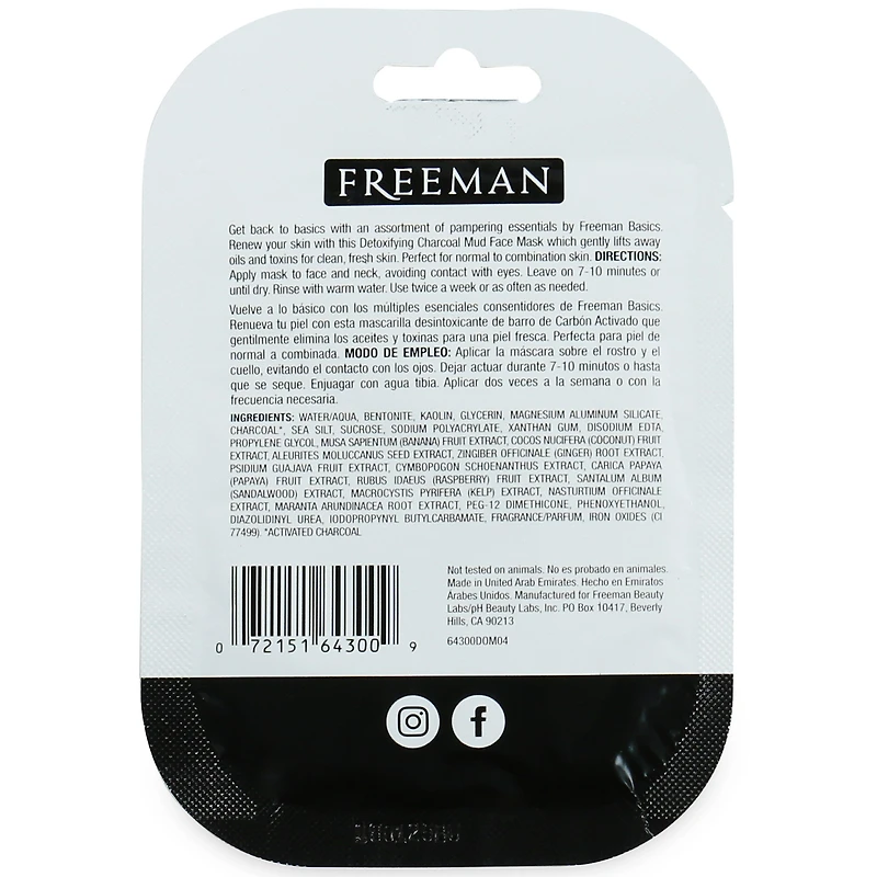 Freeman® Basics Detoxifying Charcoal Mud Face Mask Single 0.33oz