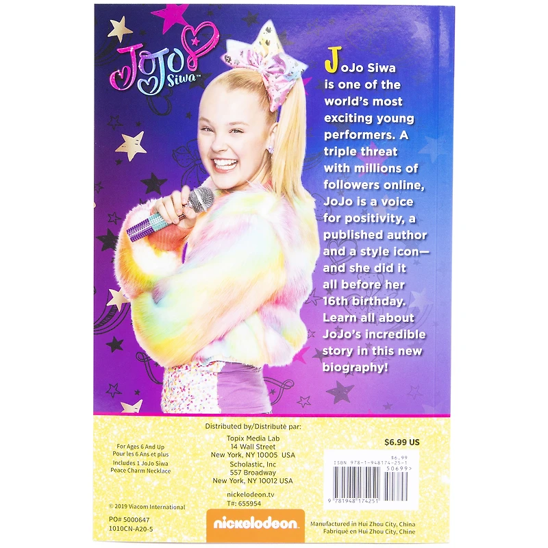 jojo siwa my life story (so far) autobiography book and necklace set