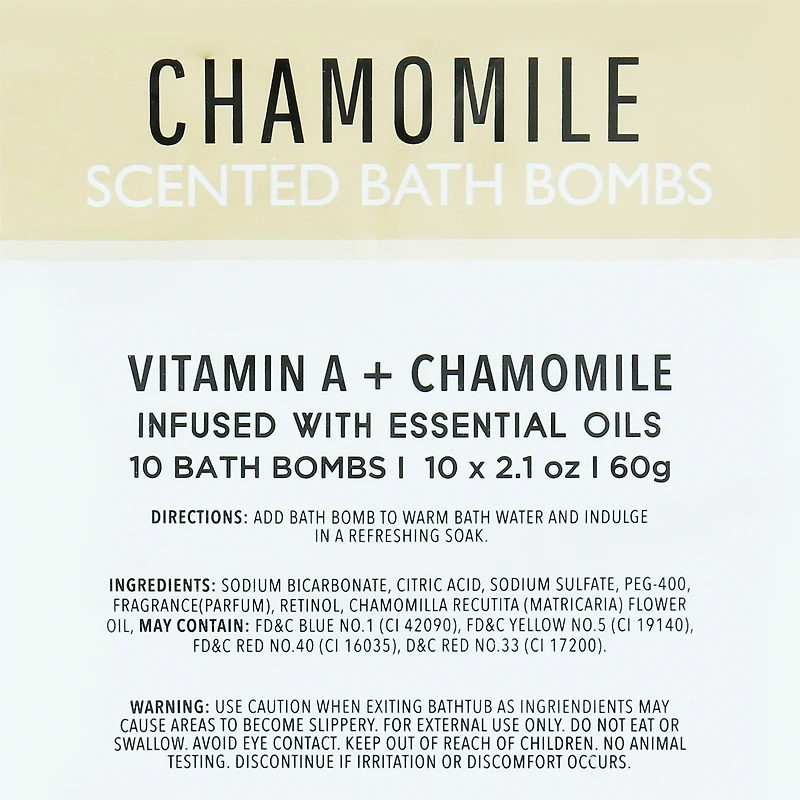 vitamin A + chamomile scented bath bombs 10-count
