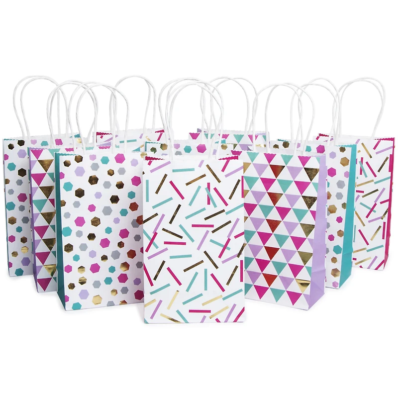 Small Metallic Craft Paper Gift Bags 10-Count 8in X 5in