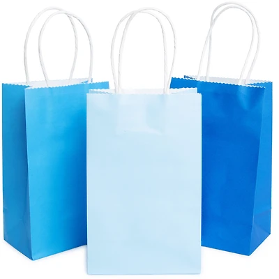 Solid Blue Small Gift Bags 12-Count