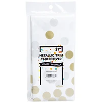 Metallic Gold Trim Party Tablecover 4.5ft X 8ft