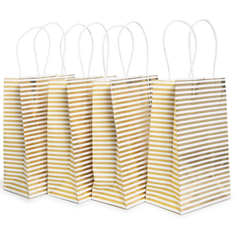 10-pack gold pattern gift bags 8.5 x 5.5in