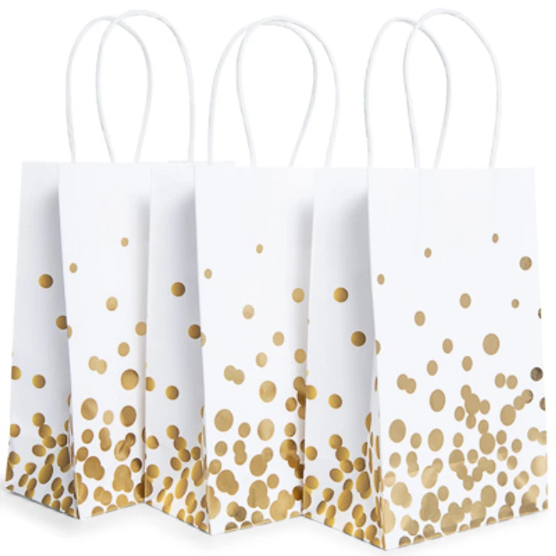 10-pack gold pattern gift bags 8.5 x 5.5in