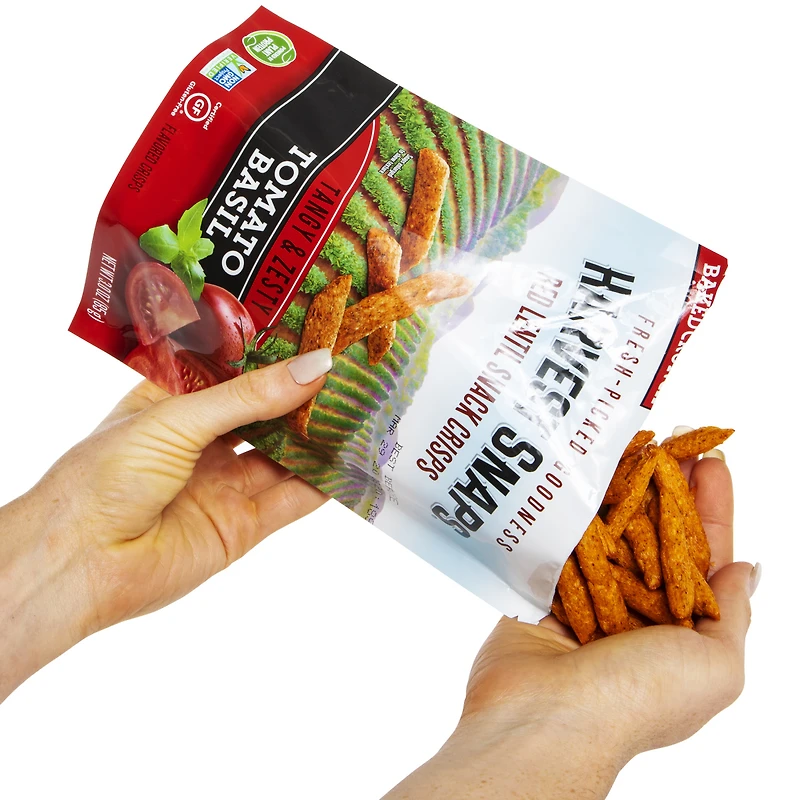 harvest snaps red lentil snack crisps - tomato basil