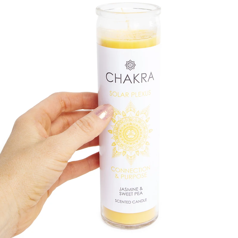 solar plexus chakra jasmine and sweet pea scented candle 8in