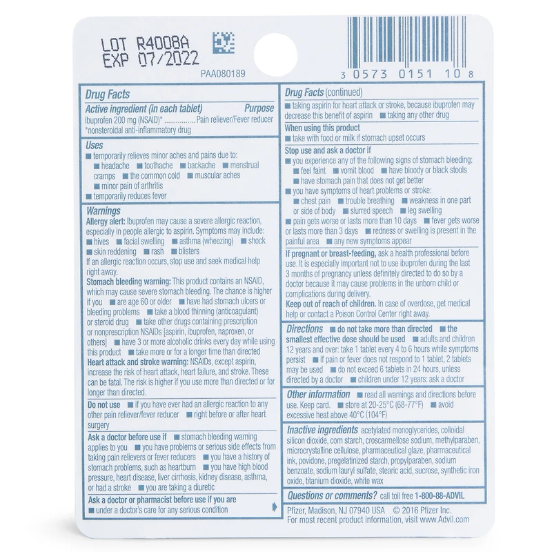 advil pocket pack ibuprofen 200mg tablets 10-count