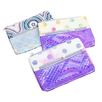 Iridescent Double Zipper Pencil Pouch