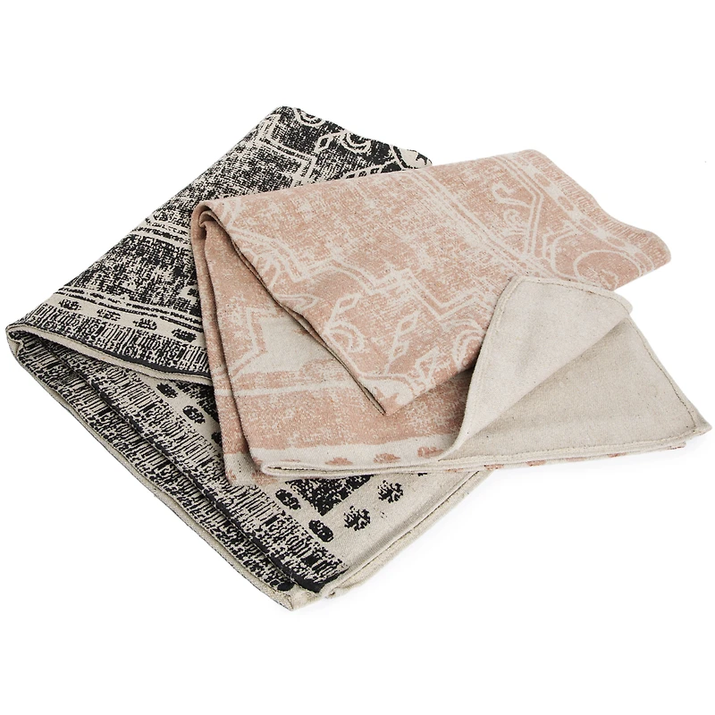 rug, decor, room, cotton print black pink large white rug