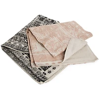 rug, decor, room, cotton print black pink large white rug