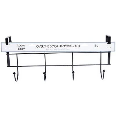 4 Hook Over-The-Door Hanging Rack 16in x 6.5in