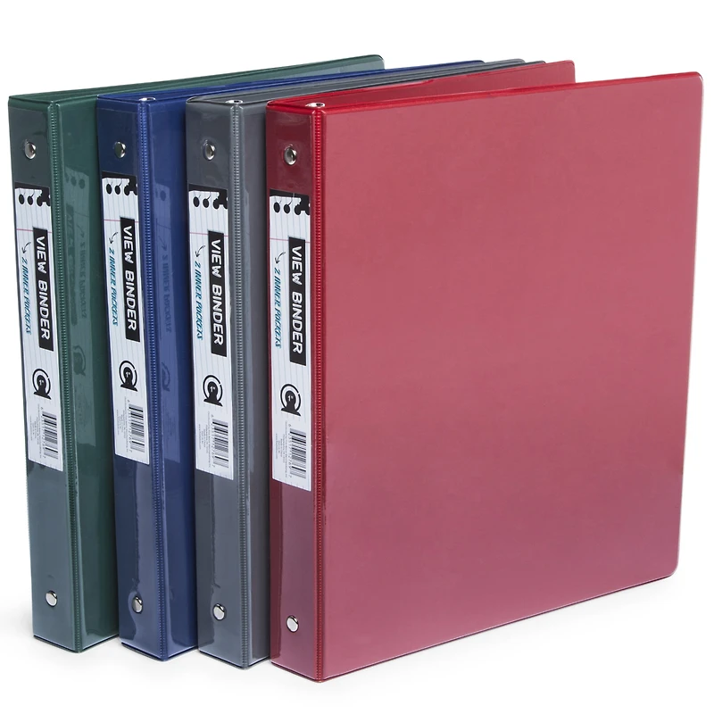 Clear View 3-Ring Binder 1in - Primary Colors