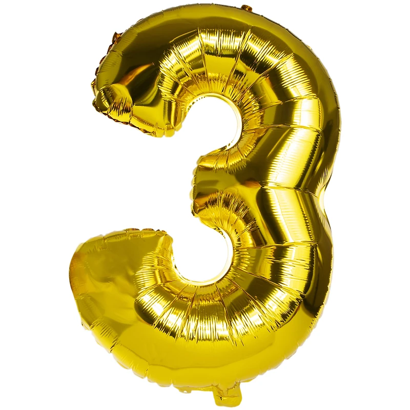Gold Birthday Number Foil Balloon 32in