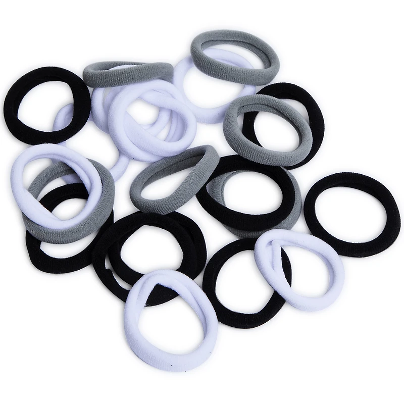 Seamless Ponytail Holders -Black, White & Gray Multipack