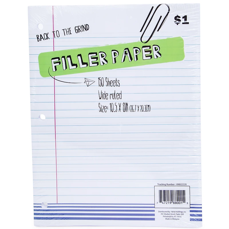 Wide-Ruled Notebook Paper 150-Sheet Pack