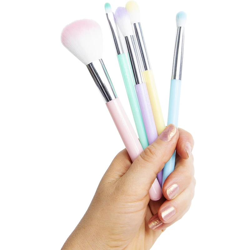 chique full face 5-piece pastel makeup brush set