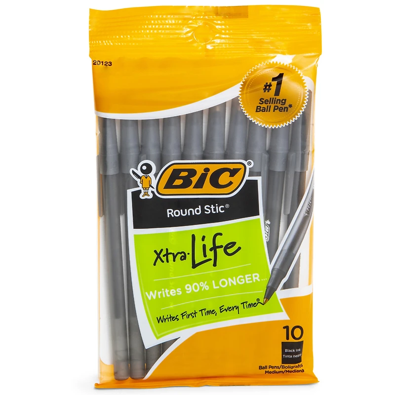 Bic® Round Stic® Xtra Life Black Ballpoint Pens 10-Count