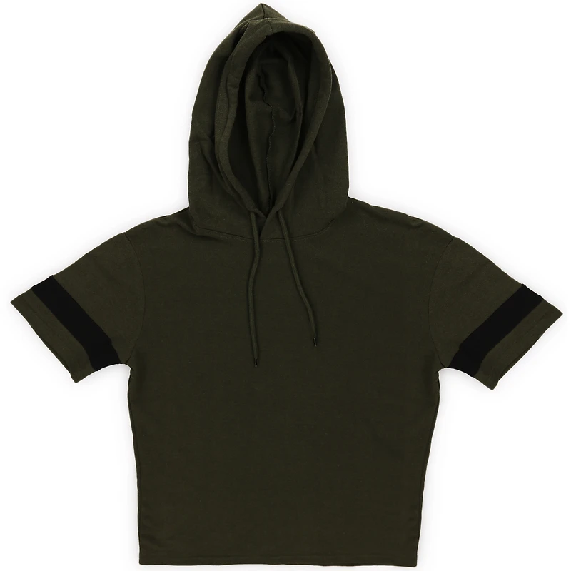 Young Men's Short Sleeve Hoodie - Olive Green