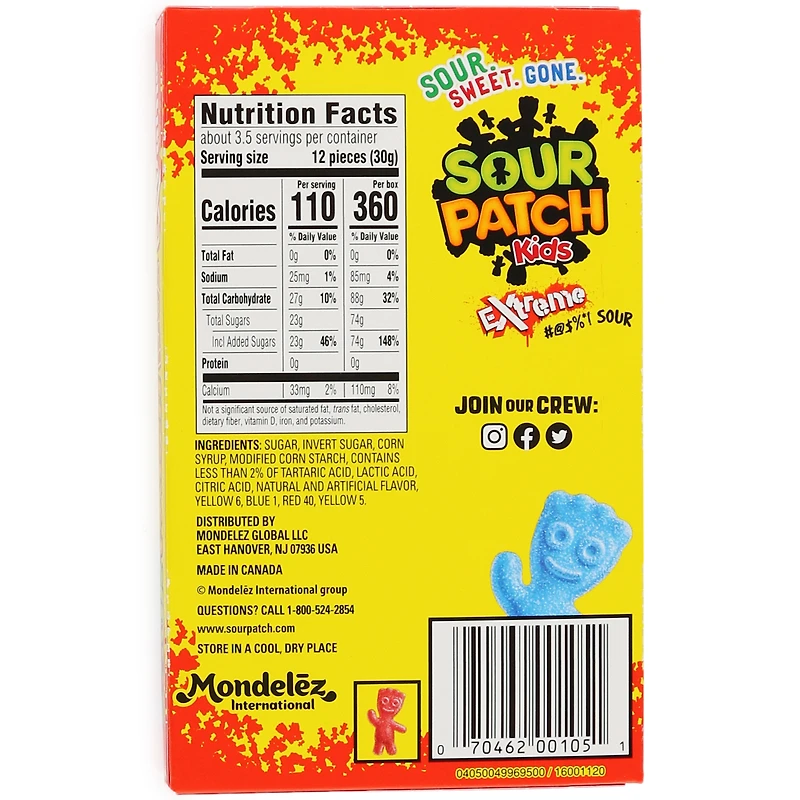 Sour Patch Kids® Extreme Sour Movie Theater Candy Box 3.5oz