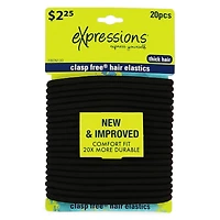 Clasp Free® Thick Hair Elastics Black 20-Count