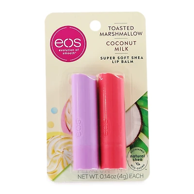 Eos® Super Soft Shea Butter Lip Balm 2-Pack Marshmallow & Coconut Milk