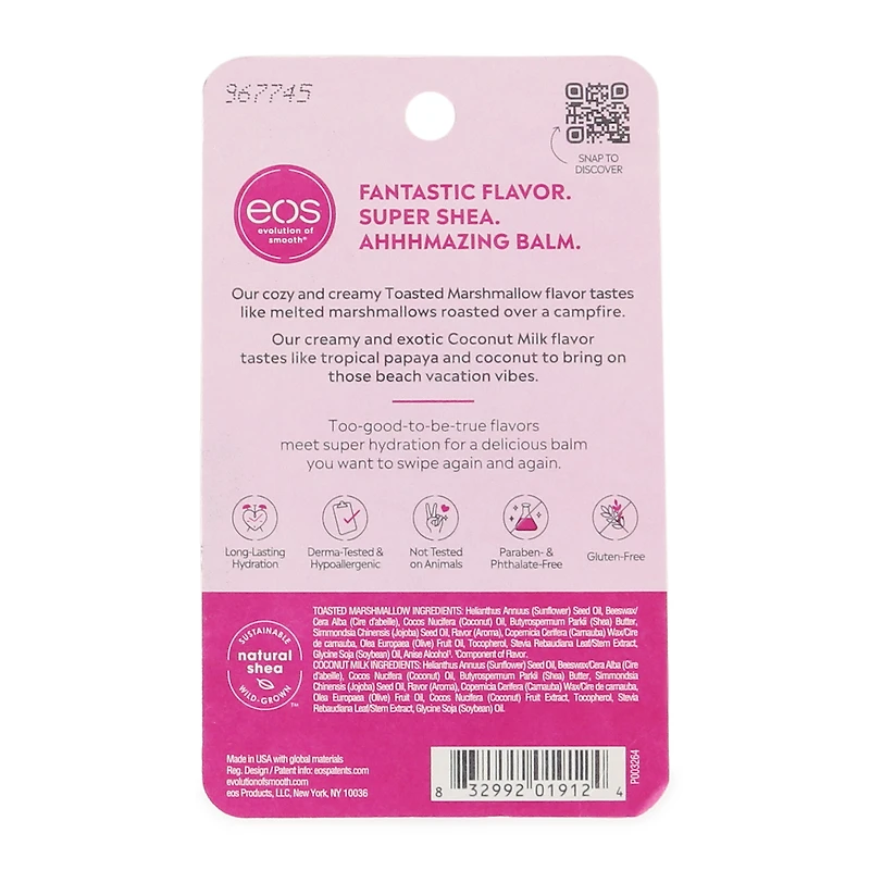 Eos® Super Soft Shea Butter Lip Balm 2-Pack Marshmallow & Coconut Milk