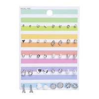 Silver Shaped Stud Earrings 20-Pair Set