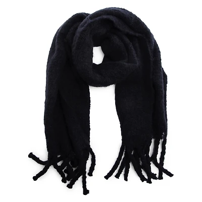 Boucle Scarf W/ Noodle Fringe - Dark Colors