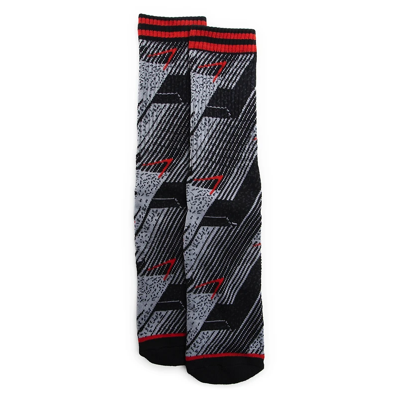 Men's Diagonal Stripe Crew Socks - Red & Black 1 Pair