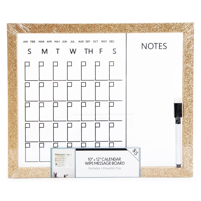 Framed Glass Dry Erase Calendar 10in X 12in