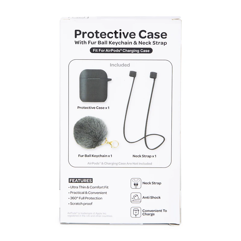 Protective Case For Apple Airpods® W/ Faux Fur Pom & Keychain
