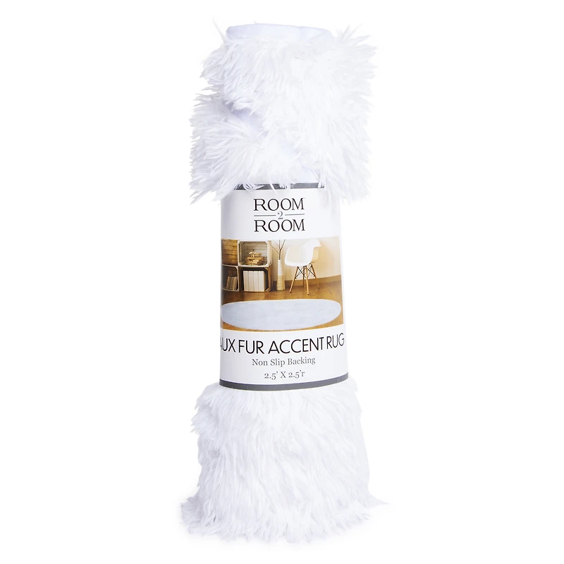 round faux fur accent rug 2.5ft