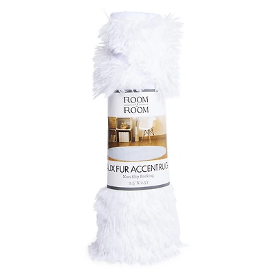 round faux fur accent rug 2.5ft