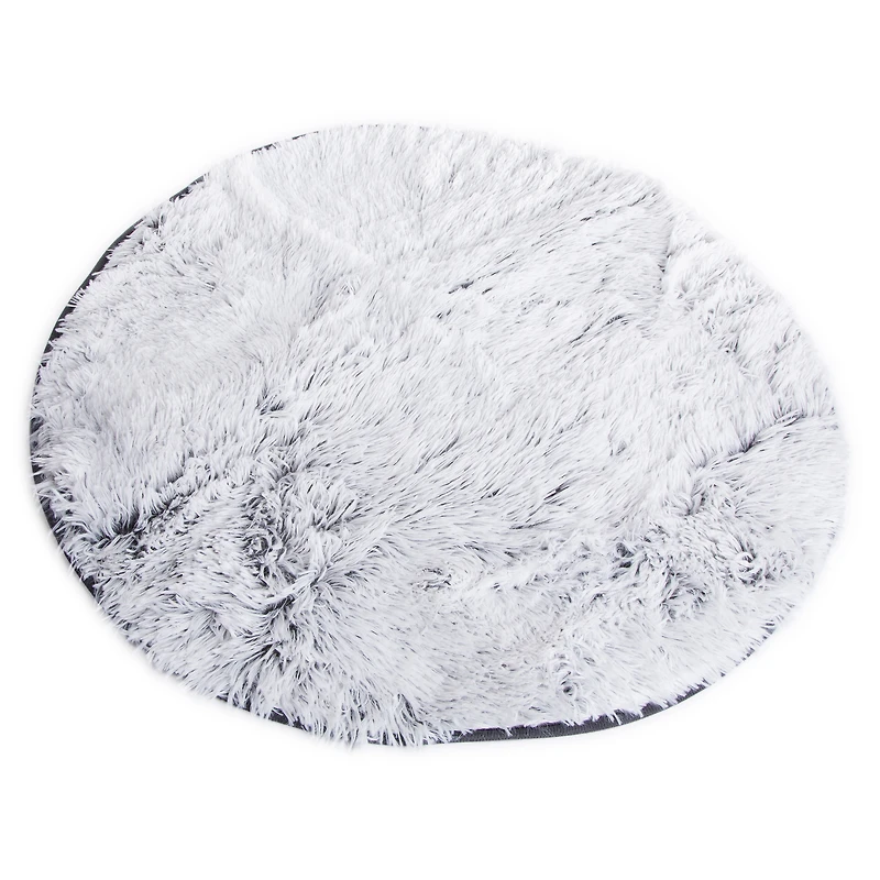 round faux fur accent rug 2.5ft