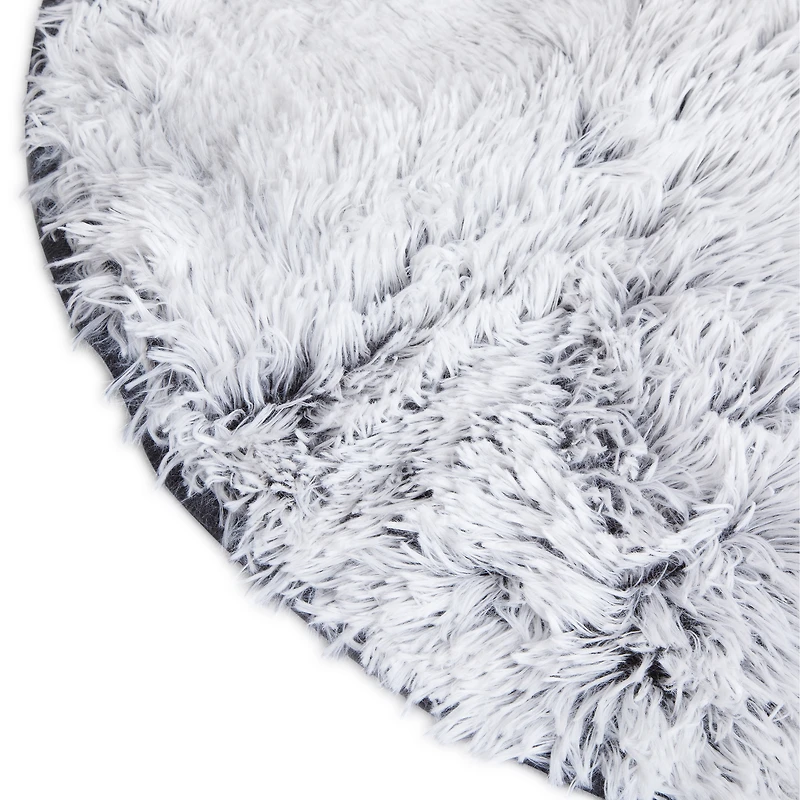 round faux fur accent rug 2.5ft