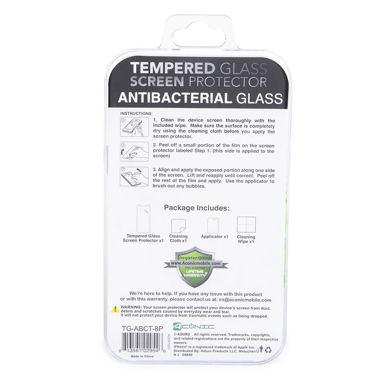 Iphone 8 Plus®/7 Plus®/ 6 Plus® Antibacterial Tempered Glass Screen Protector