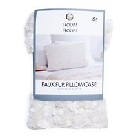 faux fur rosette pillow case 30in x 20in