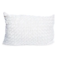 faux fur rosette pillow case 30in x 20in