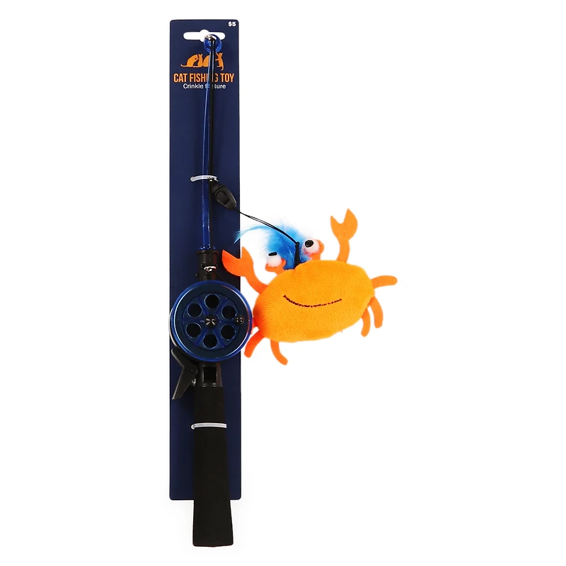 Cat Toy Fishing Rod With Crinkle Fish