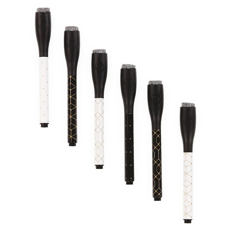 Magnetic Dry Erase Markers W/ Built-in Erasers, Gold Foil Designs 6-Count
