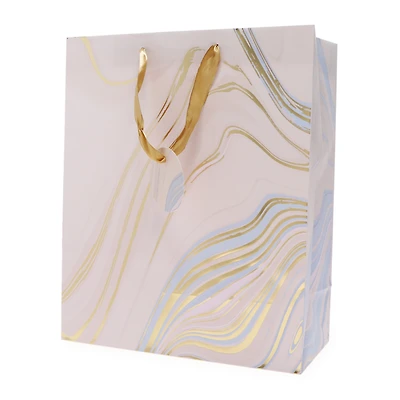 Metallic Marble Gift Bag 10.25in X 12.5in