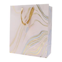 Metallic Marble Gift Bag 10.25in X 12.5in