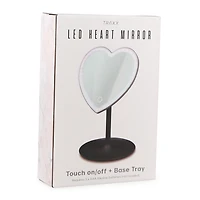 LED heart makeup mirror w/ touch light & tray stand