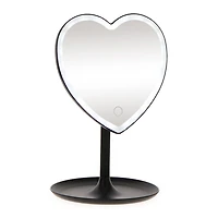 LED heart makeup mirror w/ touch light & tray stand