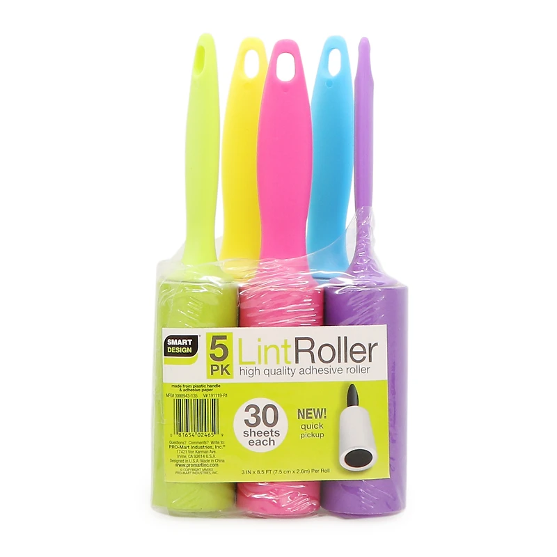 Lint Rollers 5-Pack in Assorted Colors