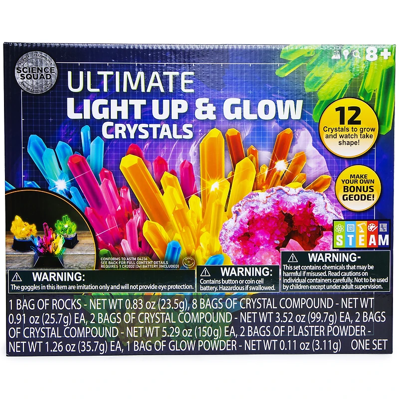 Science Squad® Ultimate Light Up & Glow Crystals Kit