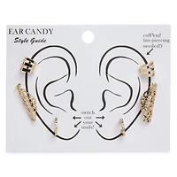 Gold Ear Cuff Earrings & Studs Set