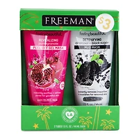 Freeman® For Everyone Face Mask Duo Set - Revitalizing Pomegranate/Detoxifying Charcoal